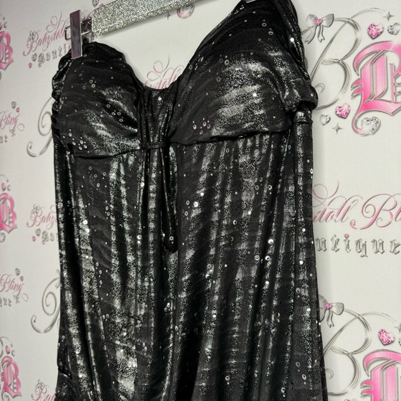 Dress sparkly sequins black grey silver sparkle glitter sexy mini dress tube y2k - Picture 8 of 10